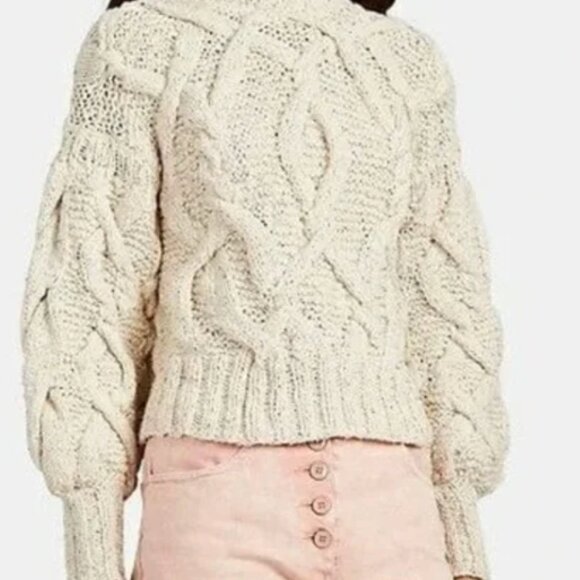 Ulla Johnson Pilar Cable Chunky Knit Pullover Sweater Navy Blue Confetti XS P - Picture 6 of 6